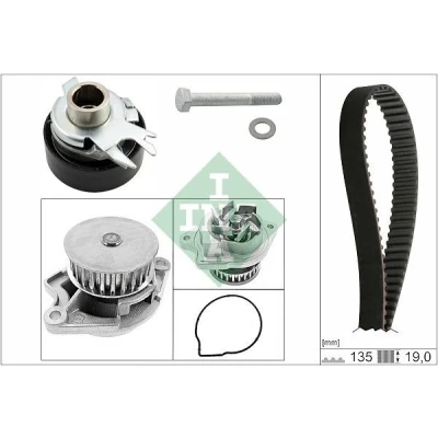Billede af INA 530 0199 30 vandpumpe + Tandremssæt med VOLKSWAGEN: Polo IV Hatchback, Lupo / 3L, III Hatchback