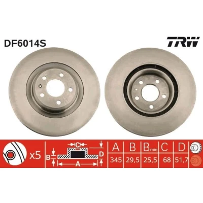 Billede af TRW DF6014S Bremseskiver 345 29,5 5 112 ventileret AUDI: A4 B8 Avant, A5 Sportback, Q5