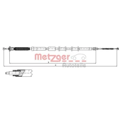 Billede af METZGER 12.0717 Håndbremsekabel bagved til venstre 1642/1376 COFLE FIAT: Grande Punto Hatchback, III Hatchback