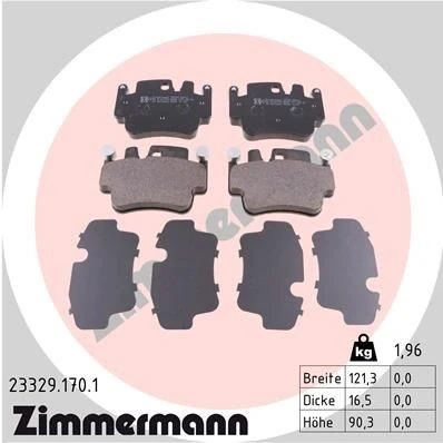 Billede af ZIMMERMANN 23329.170.1 Bremseklodser Forberedt til slidindikator Billede svarer leveringsomfang PORSCHE: 911 Coupe, Cayman, Cabriolet