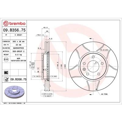 Billede af BREMBO Bremseskive OPEL: Astra J Hatchback, Sports Tourer, H Caravan, CHEVROLET: Cruze Sedan, Stationcar 09.B356.75 13502052