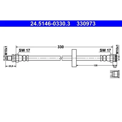 Billede af ATE 24.5146 0330.3 Bremseslange 330 M10x1 SMART: City Coupe