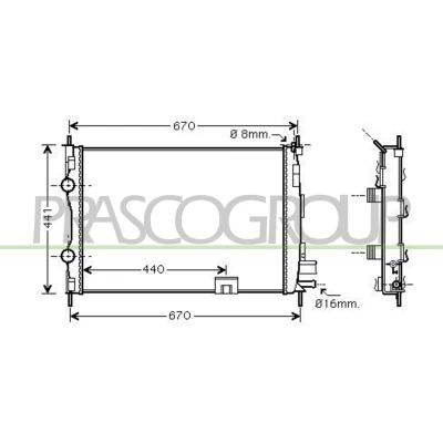 Billede af PRASCO DS710R004 Radiator Aluminium 590mm 428mm 26mm Loddet køleripper NISSAN: Qashqai / Qashqai+2 I
