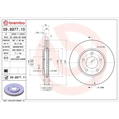 Billede af BREMBO COATED DISC LINE 09.8977.11 Bremseskiver 281 28 5 indvendigt ventileret coatet højkarboniseret CHRYSLER: VOYAGER 4