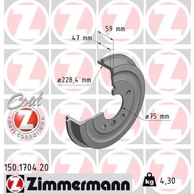 Billede af Bremsetromle ZIMMERMANN 150.1704.20