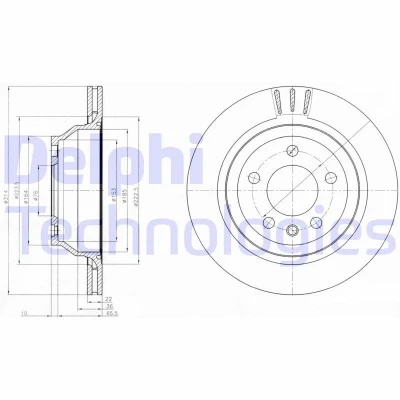 Billede af DELPHI BG3894 Bremseskiver 314 22 5 ventileret olieret højkarboniseret uden hjullejer, ABS sensorring VOLKSWAGEN: Multivan (7HM, Touareg I