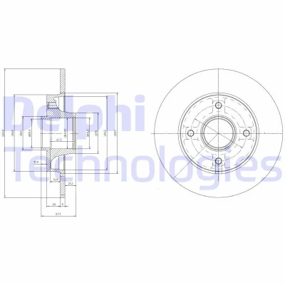 Billede af DELPHI BG9022RSC Bremseskiver 249 9 4 fuldstændigt coatet ubehandlet med hjulleje, ABS sensorring PEUGEOT: 208 I Hatchback, 308 SW
