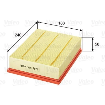 Billede af VALEO 585085 Luftfilter 58 188 242 Filterindsats OPEL: Vectra B Sedan