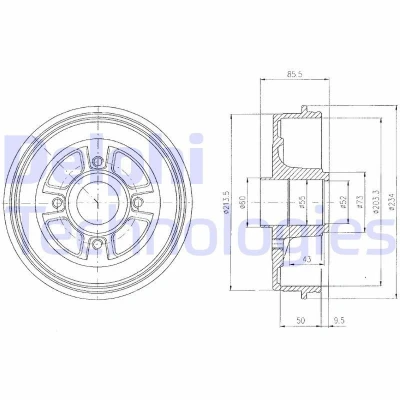 Billede af DELPHI BF380 Bremsetromler uden ABS sensorring, hjullejer 225
