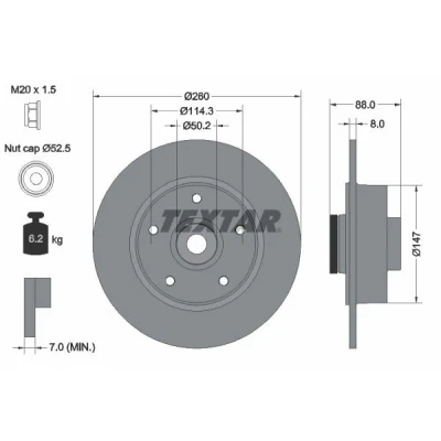 Billede af TEXTAR 92196000 Bremseskiver 260 8 05/05 114,3 fuldstændigt med integreret magnetisk sensorring, hjulleje RENAULT: MEGANE 3 Grandtour