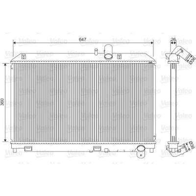 Billede af VALEO 701561 Radiator Aluminium 647 360 26 uden kølemiddelregulering Loddet køleripper