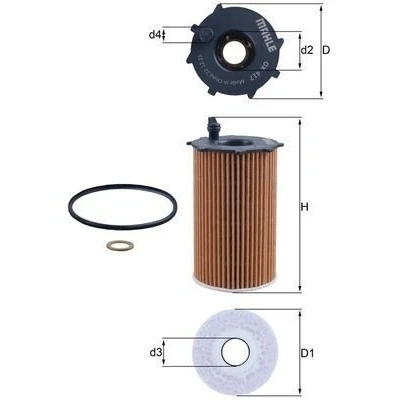 Billede af MAHLE ORIGINAL OX 417D Oliefilter Filterindsats KIA: CARNIVAL / Grand 3, SORENTO 2, HYUNDAI: Santa FE Fé