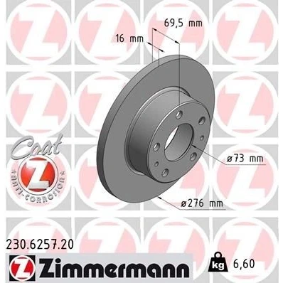 Billede af Bremseskive ZIMMERMANN 230.6257.20