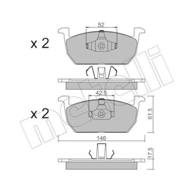 Billede af METELLI 22 1214 0 Bremseklodser Ekskl. slidadvarselskontakt VOLKSWAGEN: Polo VI, T Cross, SEAT: IBIZA 5, Arona, SKODA: Scala Hatchback, Kamiq