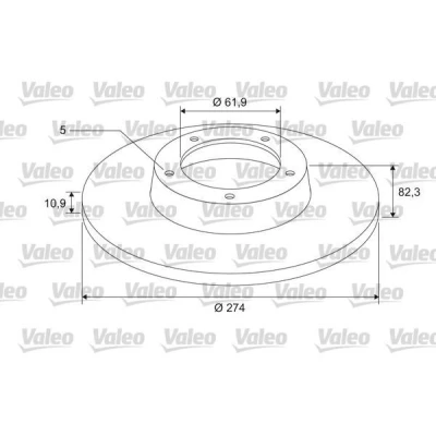 Billede af VALEO 675402 Bremseskiver bagaksel 274 10,9 5 fuldstændigt coatet med skrue, ABS sensorring, integreret hjulleje RENAULT: LAGUNA 2