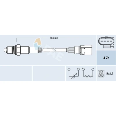 Billede af FAE 77439 Lambdasonde opvarmet sort VOLKSWAGEN: Polo IV Hatchback, up! Golf 5, SKODA: Fabia 1 Combi, Citigo, I Hatchback