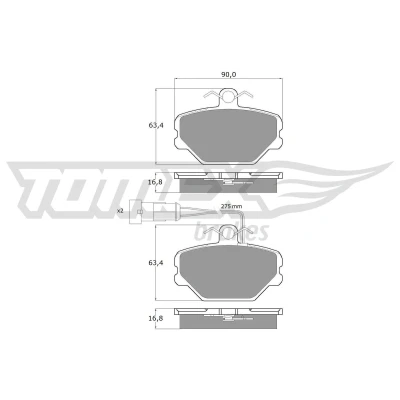 Billede af TOMEX brakes TX 10 61 Bremseklodser foraksel Inkl. slidadvarselskontakt