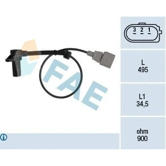 Billede af FAE 79311 Impulsensor 3 Induktiv VOLKSWAGEN: Touareg I, AUDI: A6 C5 Sedan