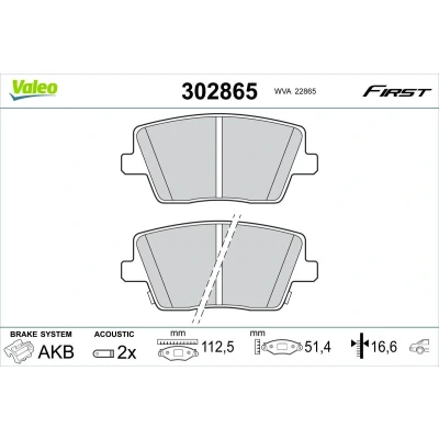 Billede af VALEO 302865 Bremseklodser bagaksel Inkl. slidadvarselskontakt uden skruer, med anti knirke plade HYUNDAI: Kona SUV, i30 III Hatchback