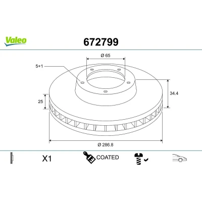 Billede af VALEO Bremseskive SKODA: Fabia 2, III Stationcar, VOLKSWAGEN: Polo V Hatchback, Golf 4, IV SEAT: Ibiza 4 672799
