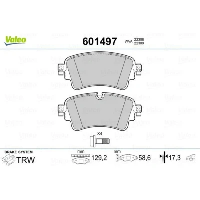Billede af VALEO 601497 Bremseklodser bagaksel med sikringsskruesæt, anti knirke plade AUDI: Q7, A4 B9 Avant, Sedan, VOLKSWAGEN: Touareg III