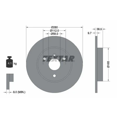 Billede af TEXTAR PRO 92155503 Bremseskiver 280 9,7 03/04 112 fuldstændigt coatet uden hjulbolte, hjulnav SMART: Fortwo II Coupe, Cabriolet