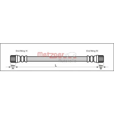 Billede af METZGER 4111152 Bremseslange 260 F10 x 1 CITROËN: Xsara Picasso, Berlingo / First I, Hatchback, PEUGEOT: Partner I Van