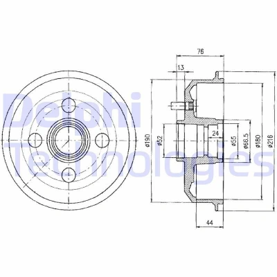 Billede af DELPHI BF329 Bremsetromler uden ABS sensorring, hjullejer 216 FORD: FIESTA 5, Escort 6, Puma