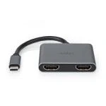 Billede af USB Multi Port Adapter 3.2 Gen 1 C Han 2x HDMI 0.10 m Runde Nikkelplateret PVC Sort Konvolut