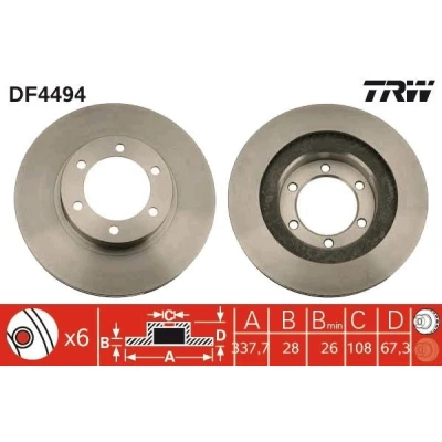 Billede af TRW DF4494 Bremseskiver 338 28 6 139,7 ventileret lakeret TOYOTA: Land Cruiser Prado 120