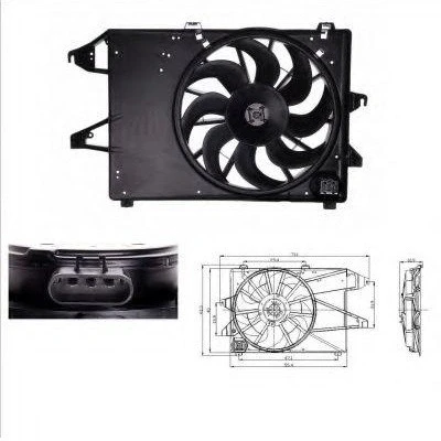 Billede af NRF 47004 Køleventilator 385 12 250 med kølerventilatorramme (karm), belastningsmodstand