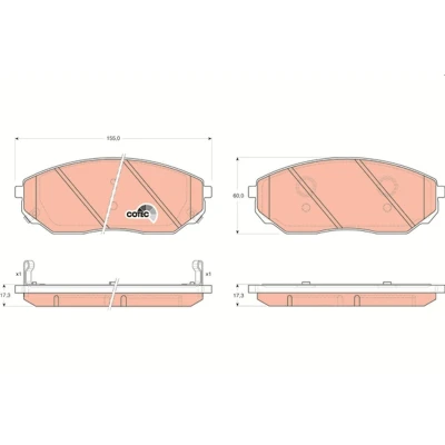 Billede af TRW COTEC GDB3343 Bremseklodser med akustisk advarsel for slid KIA: SORENTO 1