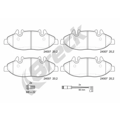 Billede af BRECK 24007 00 703 Bremseklodser Forberedt til slidindikator MERCEDES BENZ: Vito Bus, Mixto, Viano