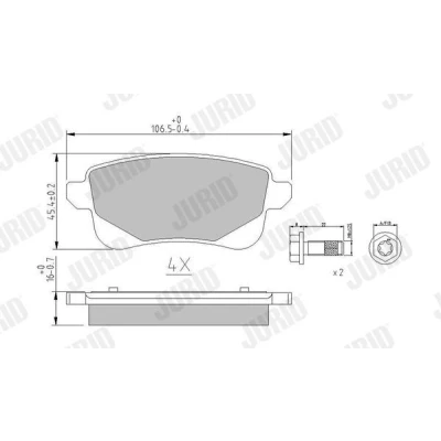 Billede af JURID 573660J Bremseklodser Ikke forberedt til slidindikator RENAULT: Megane 3 Grandtour, GRAND SCENIC 3, 4, HYUNDAI: i30 III Hatchback
