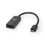 Billede af USB adapter 3.2 Gen 1 C Han DisplayPort Hun 0.20 m Runde Nikkelplateret PVC Sort Box
