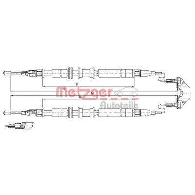 Billede af METZGER 11.5791 Håndbremsekabel bag 1355/1157+1355/1157 Tromlebremse COFLE OPEL: Zafira A