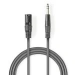 Billede af Balanceret Audio kabel XLR 3 Pin Hanstik 6.35 mm Nikkelplateret 1.50 m Runde PVC Mørkegrå Kartonhylster