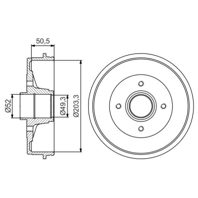 Billede af BOSCH 0 986 477 197 Bremsetromler med hjulleje 234 bagaksel NISSAN: MICRA 3