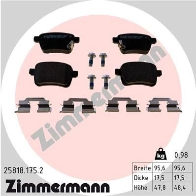 Billede af ZIMMERMANN 25818.175.2 Bremseklodser med akustisk advarsel for slid skruer Billede svarer til leveringsomfang, glideplade