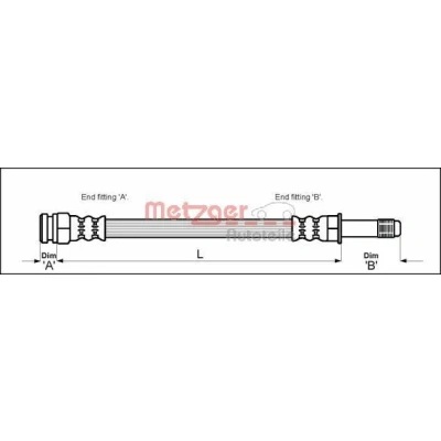Billede af METZGER 4112522 Bremseslange 455 M10 x 1 SEAT: Alhambra I