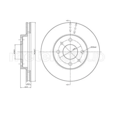 Billede af METELLI 23 0553 Bremseskiver 239,0 20,0 4 58,5 ventileret