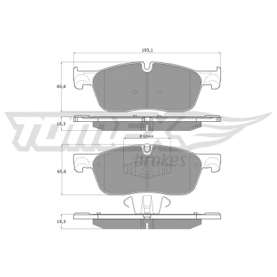 Billede af TOMEX brakes TX 18 15 Bremseklodser foraksel Forberedt til slidindikator LAND ROVER: Range Rover Evoque, Discovery Sport, JAGUAR: E Pace