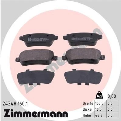 Billede af ZIMMERMANN 24348.160.1 Bremseklodser Billede svarer til leveringsomfang FIAT: Croma II Stationcar