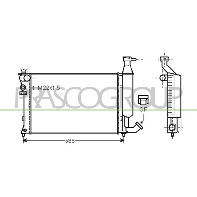 Billede af PRASCO CI915R003 Radiator Aluminium 610mm 378mm 23mm med lynkobling Mekanisk fuget køleripper CITROËN: Berlingo / First I