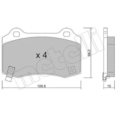 Billede af METELLI 22 0251 6 Bremseklodser med akustisk advarsel for slid TESLA: Model S, X, JEEP: GRAND CHEROKEE 3, CHRYSLER: 300C Touring, Sedan