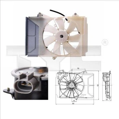 Billede af TYC 836 0015 Køleventilator 335 90 med kølerventilatorramme (karm) TOYOTA: Yaris I Hatchback