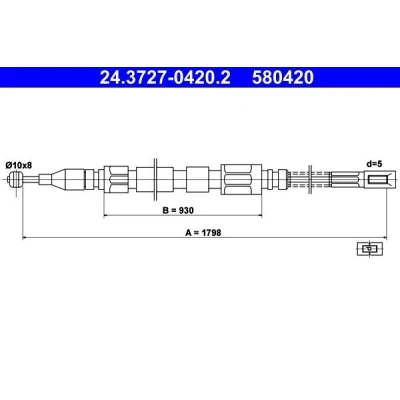 Billede af ATE 24.3727 0420.2 Håndbremsekabel 1798