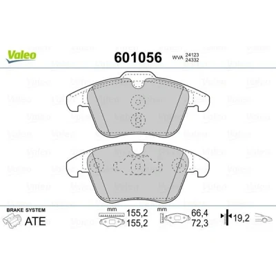 Billede af VALEO 601056 Bremseklodser foraksel med anti knirke plade FORD: MONDEO 4 Turnier, S Max Mk1, Galaxy Mk2 MPV, VOLVO: V60 I, V70 3, S80 II