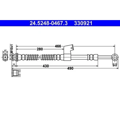 Billede af ATE 24.5248 0467.3 Bremseslange 466 M10x1 HYUNDAI: Getz