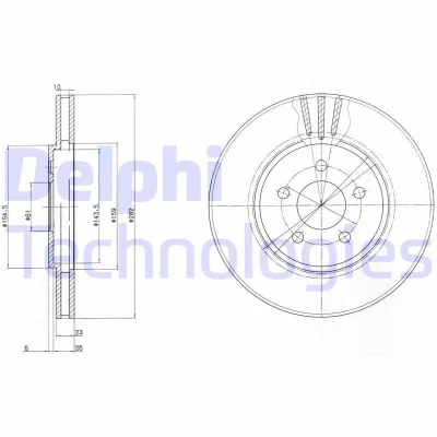 Billede af DELPHI BG4000 Bremseskiver 282 23 5 ventileret olieret ubehandlet uden hjullejer, ABS sensorring CHRYSLER: Sebring II Cabriolet